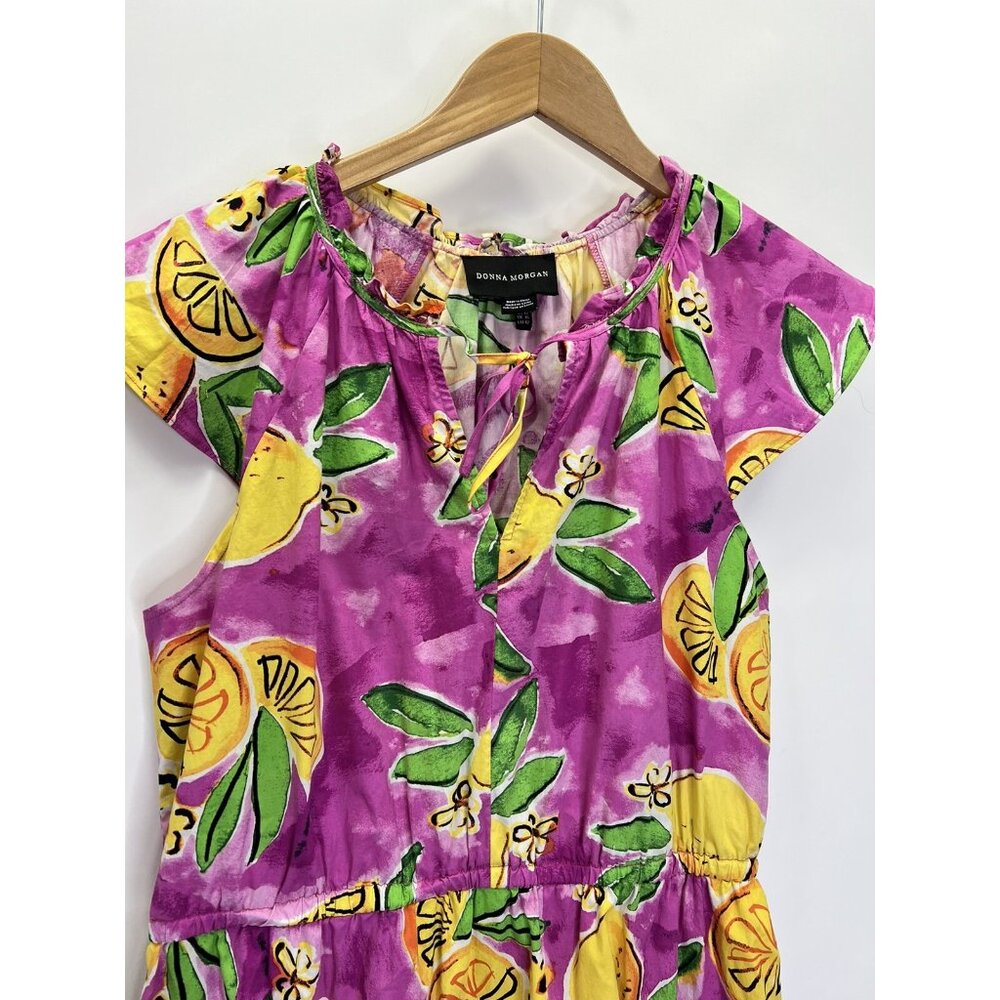 Donna Morgan Lemon Printed Flutter Cap Sleeve Ruf… - image 5